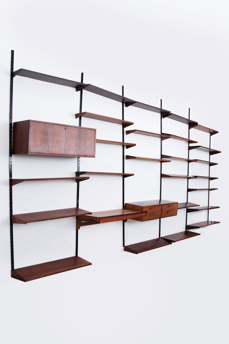 Modular Dark Wood Wall System by Kai Kristiansen - FM Møbler - COLLECTORS RDAM