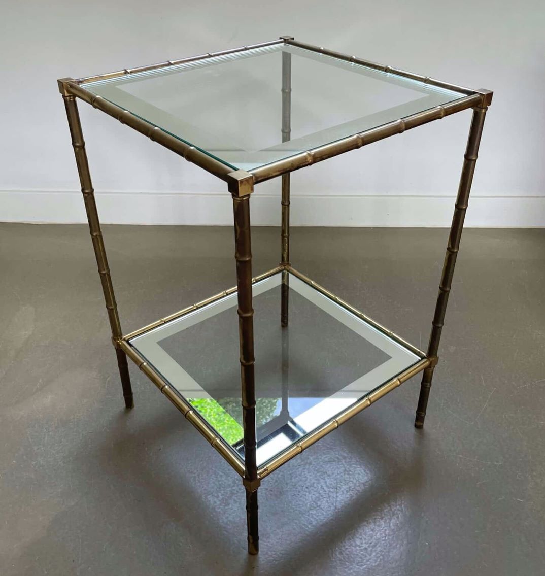 Solid brass, faux - bamboo side table, Maison Bagués, 1950s, France - COLLECTORS RDAM