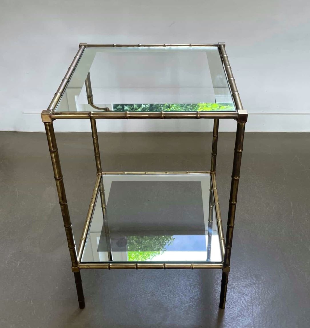 Solid brass, faux - bamboo side table, Maison Bagués, 1950s, France - COLLECTORS RDAM
