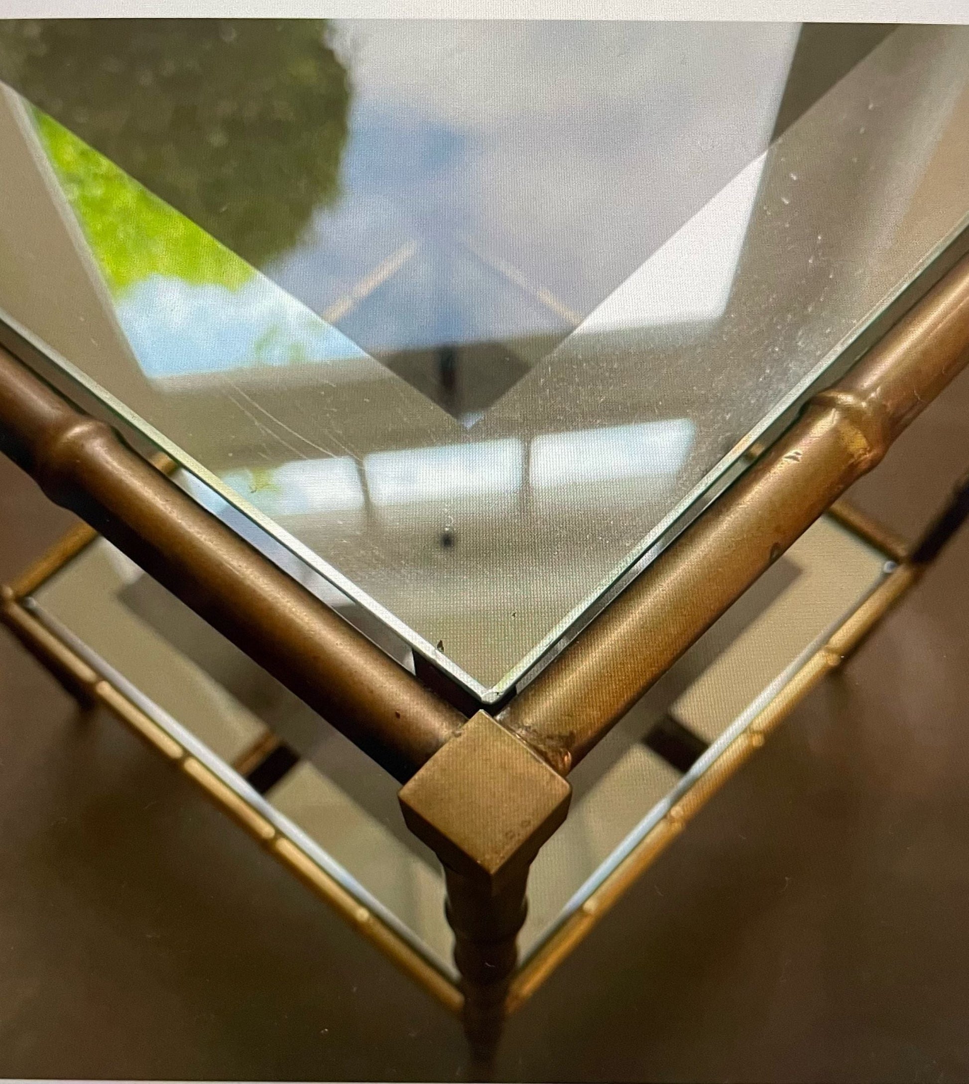 Solid brass, faux - bamboo side table, Maison Bagués, 1950s, France - COLLECTORS RDAM