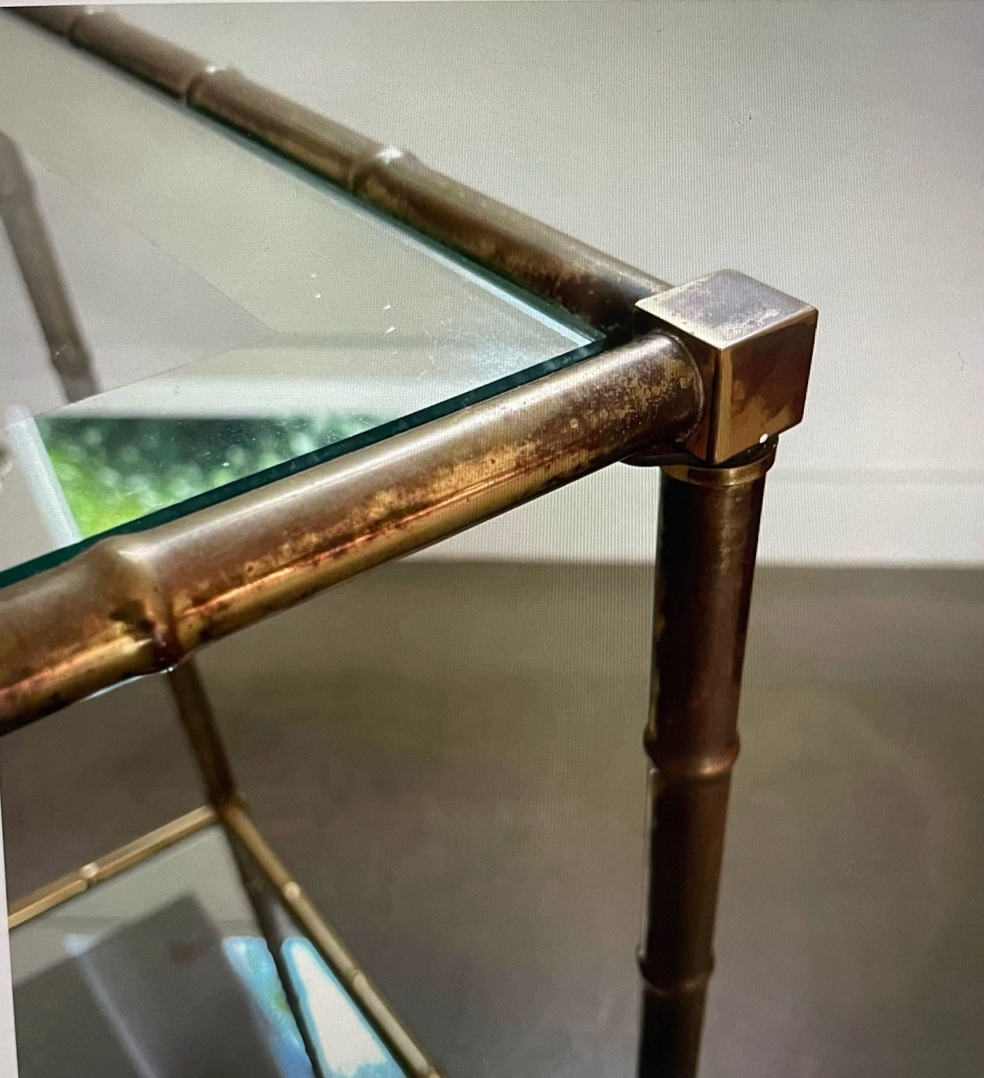 Solid brass, faux - bamboo side table, Maison Bagués, 1950s, France - COLLECTORS RDAM