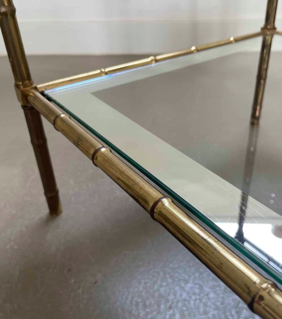 Solid brass, faux - bamboo side table, Maison Bagués, 1950s, France - COLLECTORS RDAM