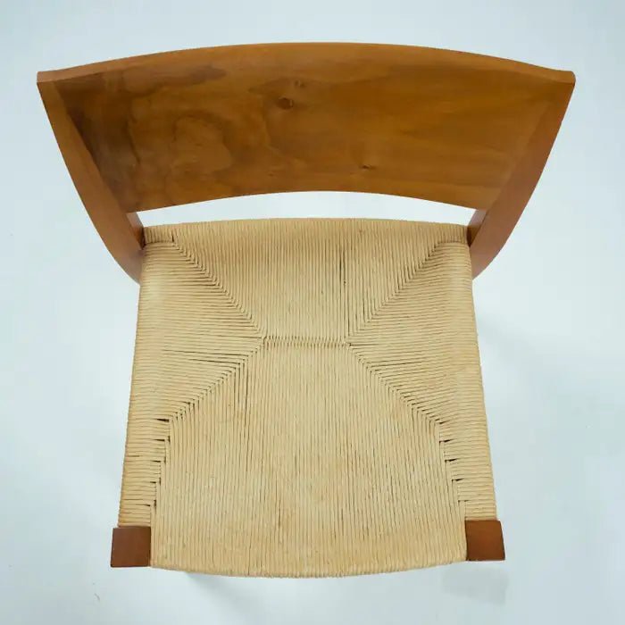 Walnut and papercord dining chairs by Molteni &C, stackable, 4, Italy 1990s - COLLECTORS RDAM
